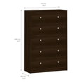 thumbnail image 6 of Tvilum Studio 5 Drawer Chest Dresser for Adults, Coffee, 6 of 14
