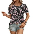 thumbnail image 4 of Économies en Liquidation! BEFOKA Hauts Grande Taille pour Femmes en Liquidation, Blouse Décontractée d'Été T-shirt pour Femmes, Manches Courtes à Col Rond pour Printemps et Été, 4 of 5