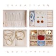 thumbnail image 4 of REGALWOVEN 3 Layer Accessory Box, PU Leather Accessory Organizer Case Storage Display Holder with Drawer Light Pink, 4 of 7