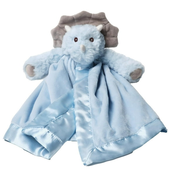 Bearington Lil’ Tracer Dinosaur Loveys for Babies - 15" Soft and Cuddly Baby Security Blanket with Satin Trim - Light Blue Lovies for Baby Girls and Boys - Comfort Toy and Snuggle Buddy for Newborns