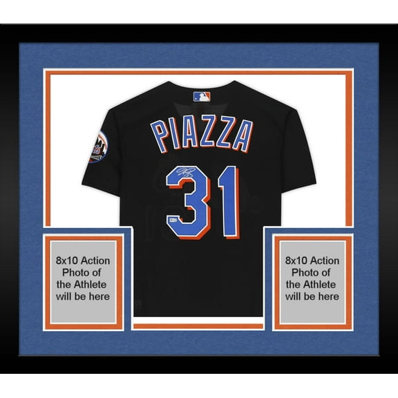 Framed Mike Piazza New York Mets Autographed Mitchell and Ness Black Batting Practice Replica Jersey - Fanatics Authentic Certified