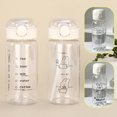 thumbnail image 3 of Transparent Creative Printed Plastic Water Bottle With Bouncing Straw 520-600ML Sports Cup For Outdoor Travel, 3 of 6