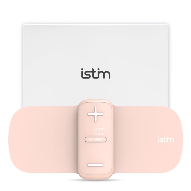 iStim S1 - Unidad TENS inalámbrica para el alivio del dolor menstrual y de espalda - Máquina TENS con calor para cólicos menstruales - Masajeador TENS recargable, fisioterapia sin fármacos con almohad
