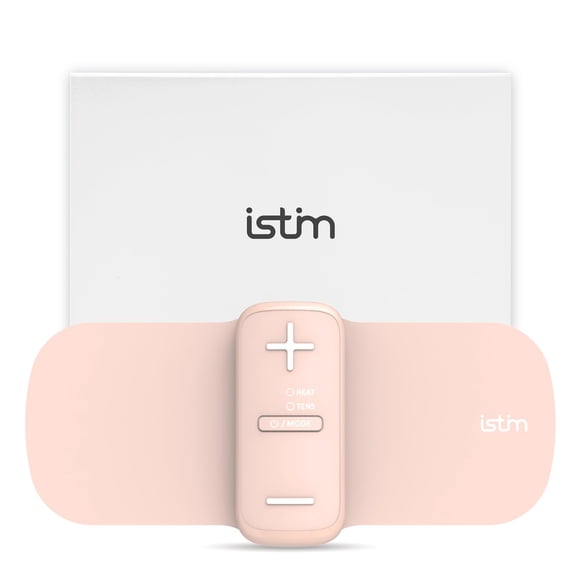 iStim S1 - Unidad TENS inalámbrica para el alivio del dolor menstrual y de espalda - Máquina TENS con calor para cólicos menstruales - Masajeador TENS recargable, fisioterapia sin fármacos con almohad