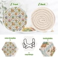 thumbnail image 4 of Haosy Set of 6 Drink Woven Coaster with Holder Heat Resistant Non-Slip Bar Coasters 4 Inches Bunnies Easter Baskets Carrots, 4 of 7