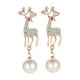 thumbnail image 1 of Pendientes de alce navideño, joyería con dijes, pendientes colgantes, pendientes de temperamento, gota Dorado, 1 of 9