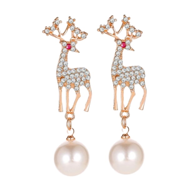 Pendientes de alce navideño, joyería con dijes, pendientes colgantes, pendientes de temperamento, gota Dorado
