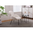 thumbnail image 2 of Accent Armchair with Metal Legs, Modern Upholstered Sofa Chair with Curved Back, Comfy Leisure Side Chair for Living Room, Bedroom, Waiting Room, Vanity Room, Office, Ivory, 2 of 8