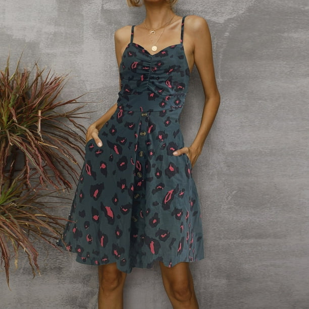 Vestido de mujer de moda casual de cintura media sin mangas con estampado de flores Slim Fit Strap Maxi Sexy tirantes vestido Pompotops qyievc1191