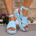 thumbnail image 2 of Sandal for Women Thick Sole Sandals Women Gladiator Open Toe Summer Trendy Non-Slip Solid Color Women Footwear Comfortable Ankle Strap Walking Beach Shoes Sky Blue 5.5, 2 of 7