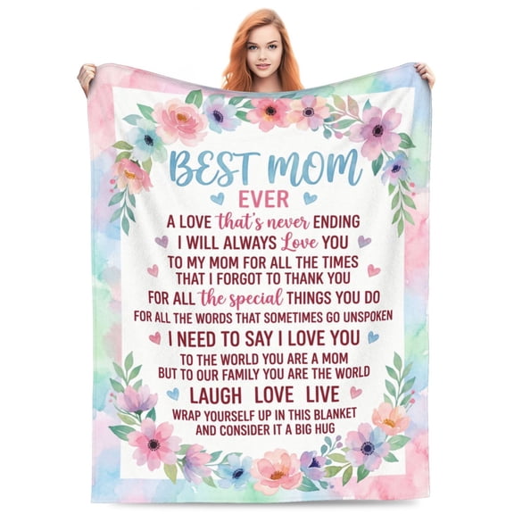 Mom Blanket, Special Gift for Mom, Christmas Valentine Birthday Present from Family, Cozy Flannel Blanket for Home Sofa 50x40