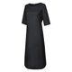 thumbnail image 4 of Gibobby Vestido largo de verano para mujer Moda mujer color sólido algodón y lino manga larga cuello redondo pliegue vestido casual(Negro,CH), 4 of 5