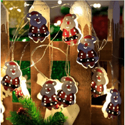 Yewang LED Santa light string, iron glove red socks, Christmas battery box, USB lights, Christmas tree decoration lights (iron painted Santa [battery model always on] 2 meters 10 lights)