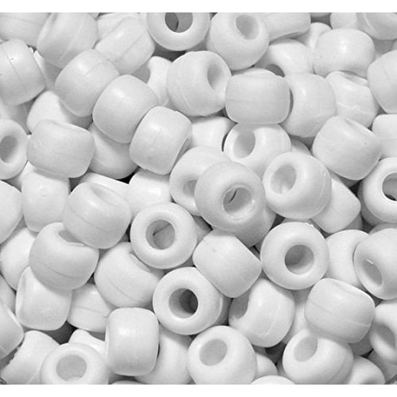 JOLLY STORE Crafts Flat Matte White 9x6mm Pony Beads 500pcs, made in USA