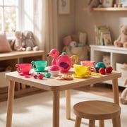 Kid Connection Flamingo Pretend Play Tea Set, 17 Pieces