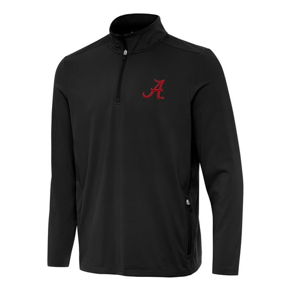 Men's Antigua Black Alabama Crimson Tide Perilous Quarter-Zip Sweatshirt