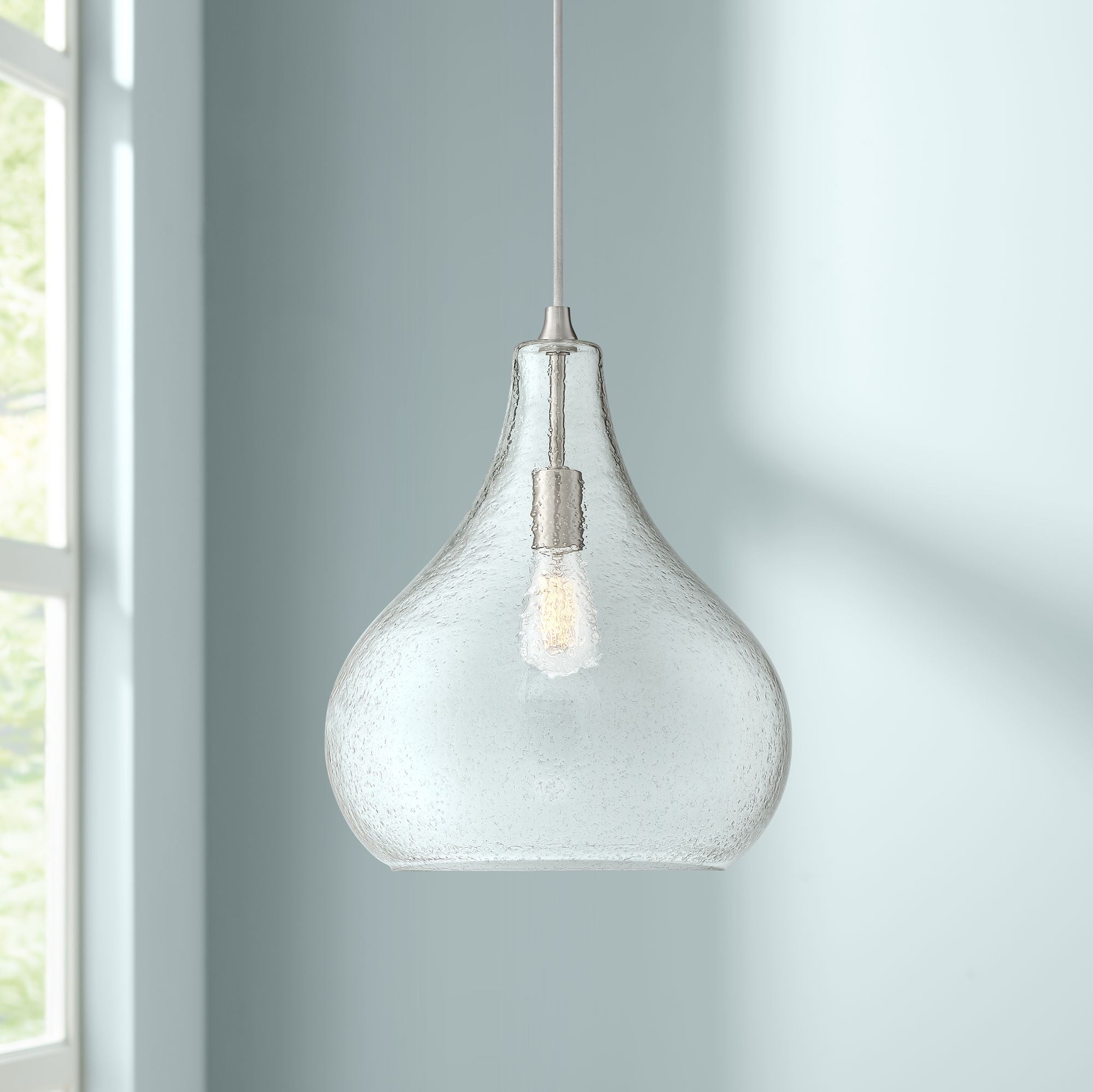 360 Lighting Brushed Nickel Pendant Light 14 Wide Modern Open