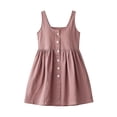 thumbnail image 6 of Dxzfnsa Summer Women's Dresses Women‘s Sleeveless Round Neck Shirt Dresses Ruffle Hem Cotton Tunic Tank Dresses Solid Color Button Up Mini Dresses, 6 of 6