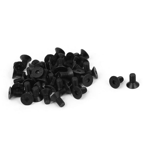 Unique Bargains M3x6mm 10.9 Carbon Steel Countersunk Head Hex Socket Screw Black 50pcs