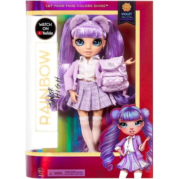 Título del producto: Rainbow High Jr High Violet Willow - Muñeca de moda morada de 9" con accesorios - Mochila, regalo para niños y coleccionistas Rainbow High Muñeca Rainbow Junior High Violet Willow