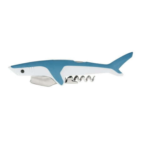 

True Shark Corkscrew Soft Touch Double-Hinged Waiter’s Style Corkscrew Wine Bottle Opener Gift for Wine Lovers and Animal Lovers