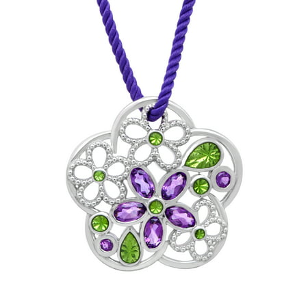 1 1/4 ct Amethyst Flower Pendant Necklace in Sterling Silver