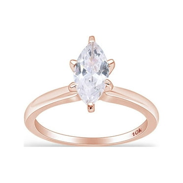 10K Rose Gold Marquise Cut Cubic Zirconia Solitaire Engagement Wedding Ring Jewelry For Womens-9