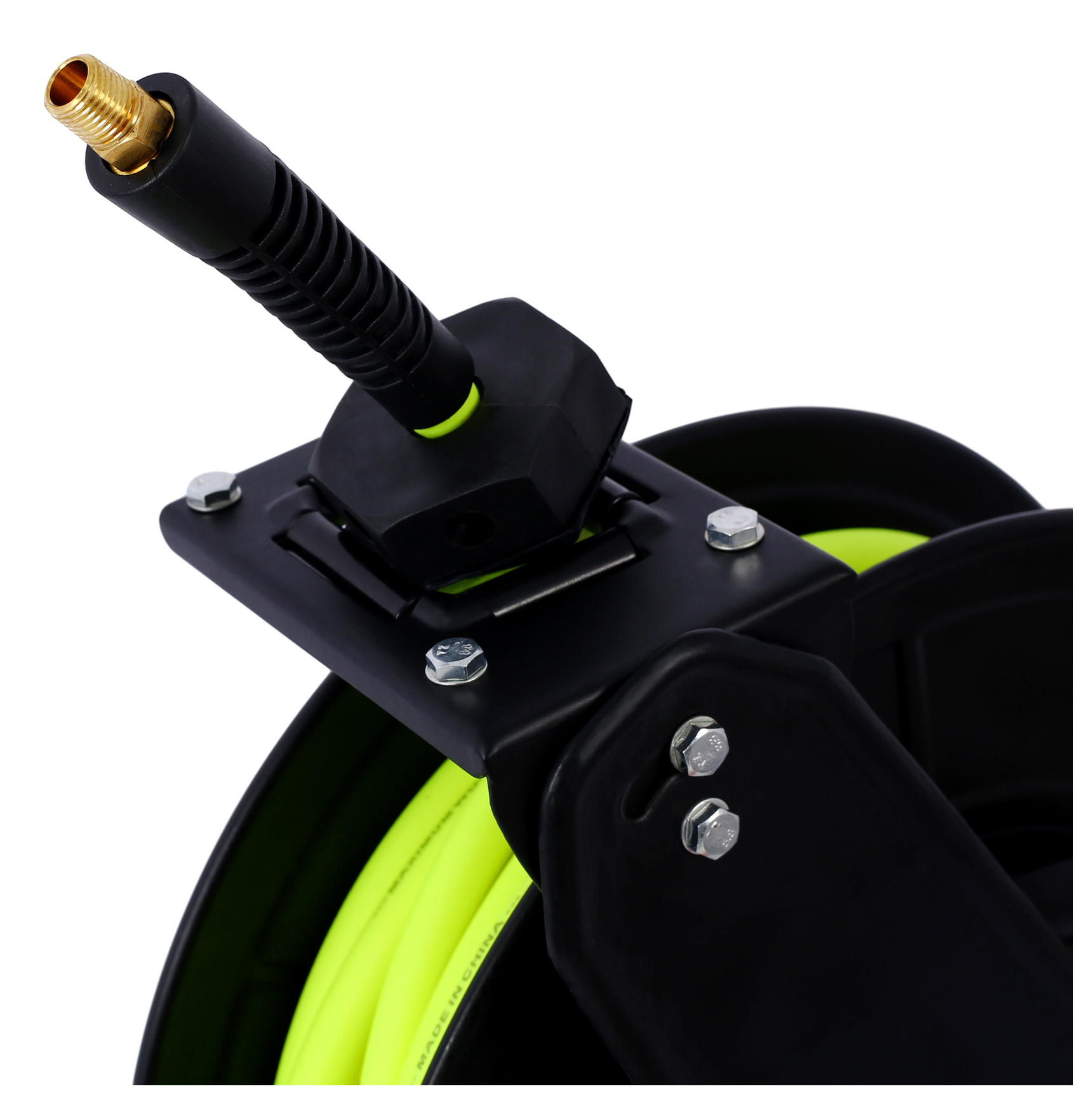 Air Hose Reel 50ft 3/8in, Heavy Duty Steel Auto Rewind, Industrial Rubber Hose 300 PSI