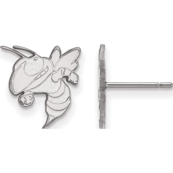 14K White Gold 14Kw Logoart Georgia Institute Of Technology Small Post Earrings (13 X 11) Made In United States 4w048gt