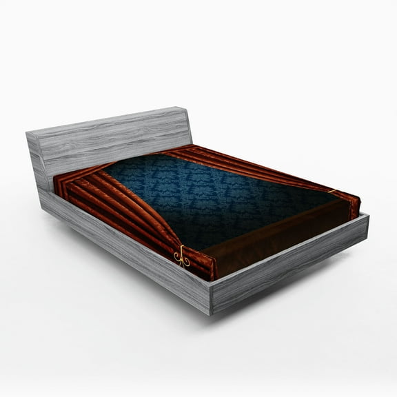 Ambesonne Victorian Fitted Sheet, Classic Stage Theater, Queen Size, Burgundy Multicolor