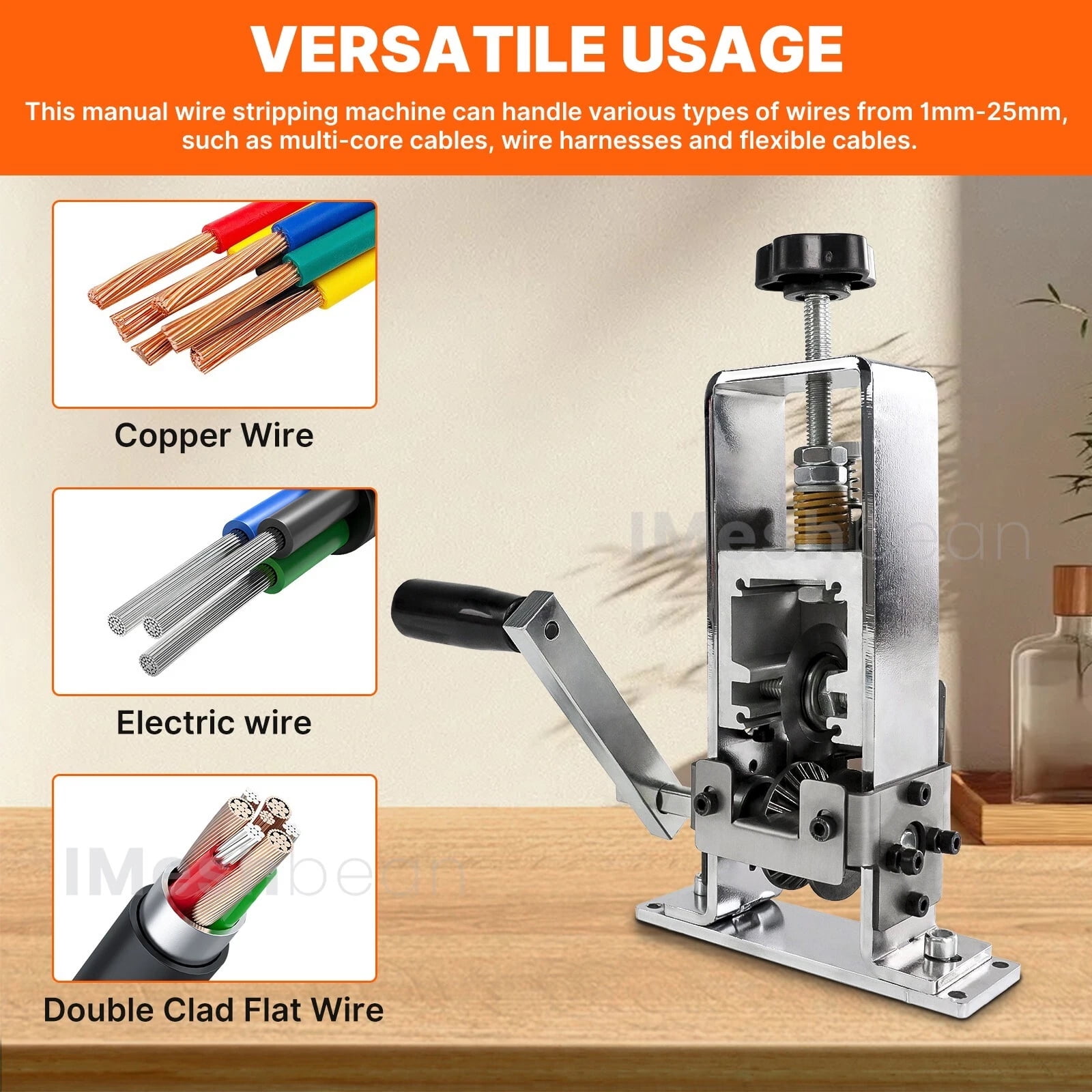 iMeshbean Hand Crank Wire Stripper Wire Stripping Machine Electric & Manual Copper Peeling Stripper