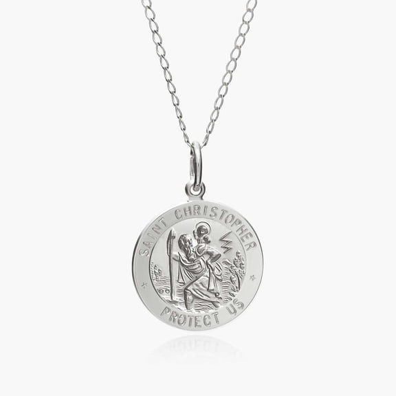 PicturesOnGold.com Saint Christopher Religious Medal - Sterling Silver- 1 inch X 1 inch (25 Mm)