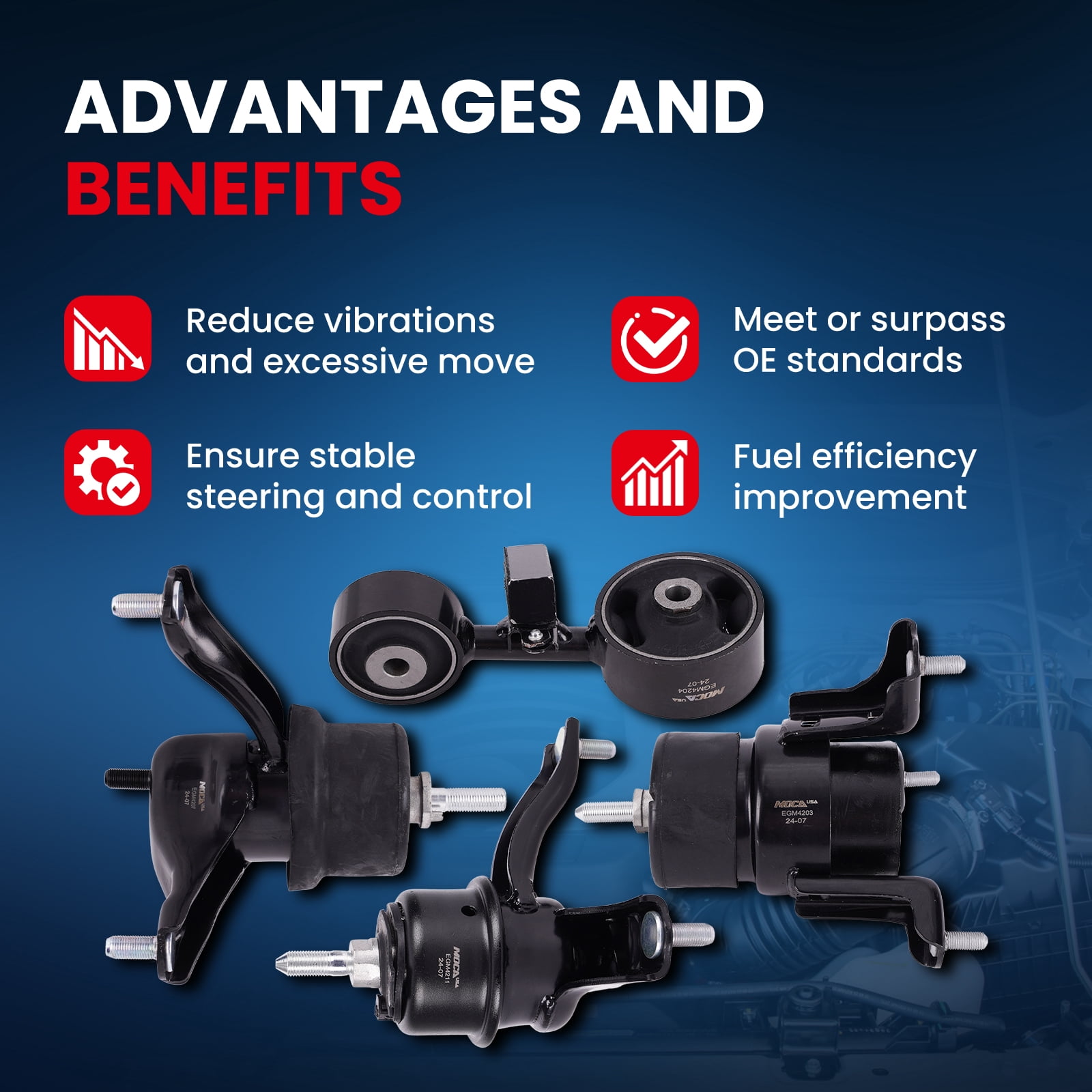 MOCA AUTOPARTS Engine Motor and Transmission Mount Kit Fit for 2002-2006 Toyota Camry 2.4L w/Auto Trans