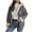 Gray, variant on Fleece Jacket with Hood for Women Fuzzy Streetwear Oversized Long Sleeve Zip Up Outwear Heart Coat Gray 2XL