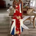thumbnail image 2 of Lovzfmll Women's British Flag Print Round Neck Casual Dress Sleeveless Ankle Length with Spaghetti Strap for Vacation Loose Crew Neck Wine, 5XL, 2 of 8