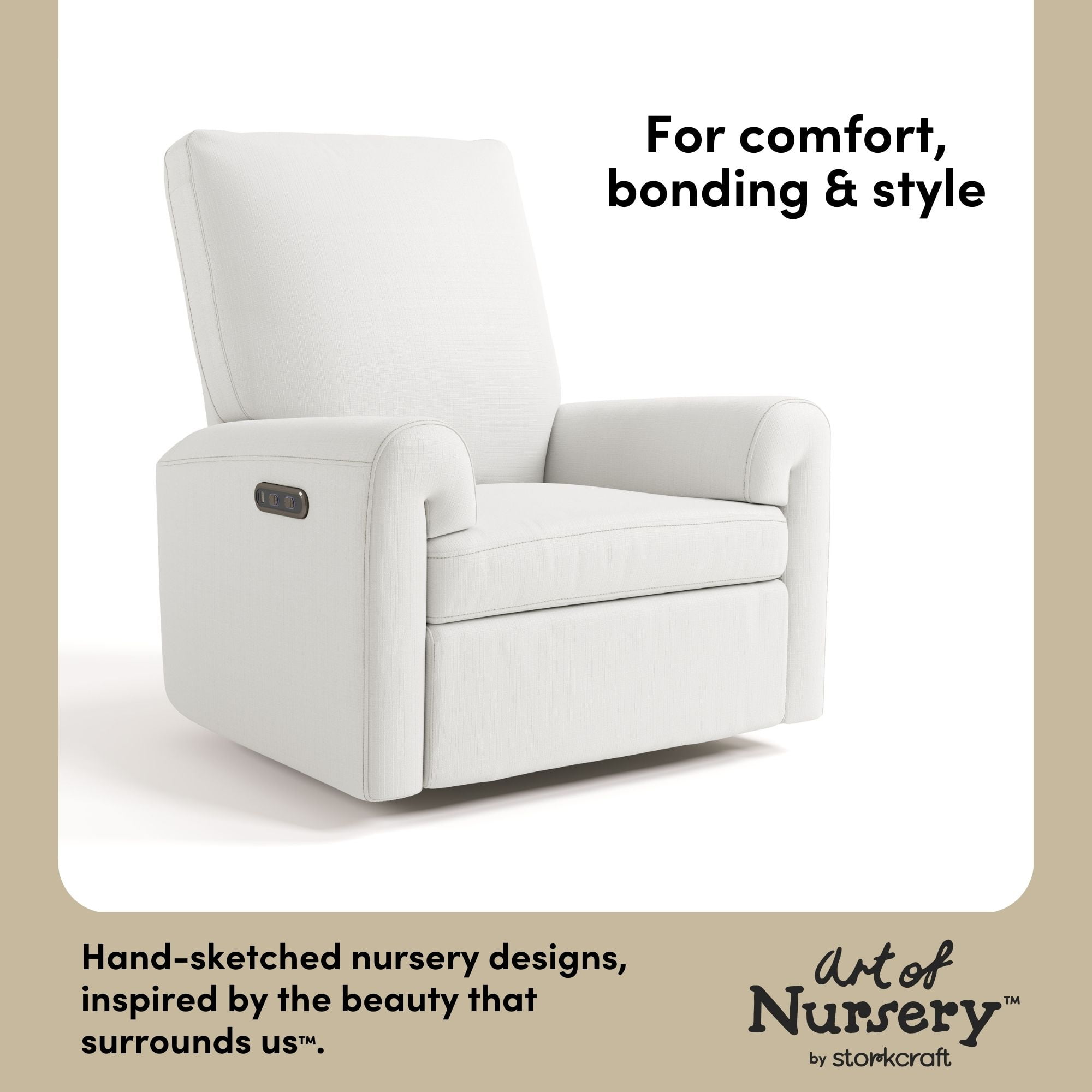 Art of Nursery by Storkcraft Sorrento Deluxe Power Recliner Swivel Glider, Ivory Basketweave