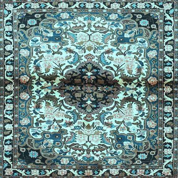 Ahgly Company Indoor Square Persian Light Blue Traditional Area Rugs, 6' Square