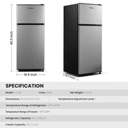MaxKare 3.6 Cu.ft Mini Fridge with Freezer 2-Door Compact Refrigerator for Dorm, Office, Bar, RV, Bedroom, Silver