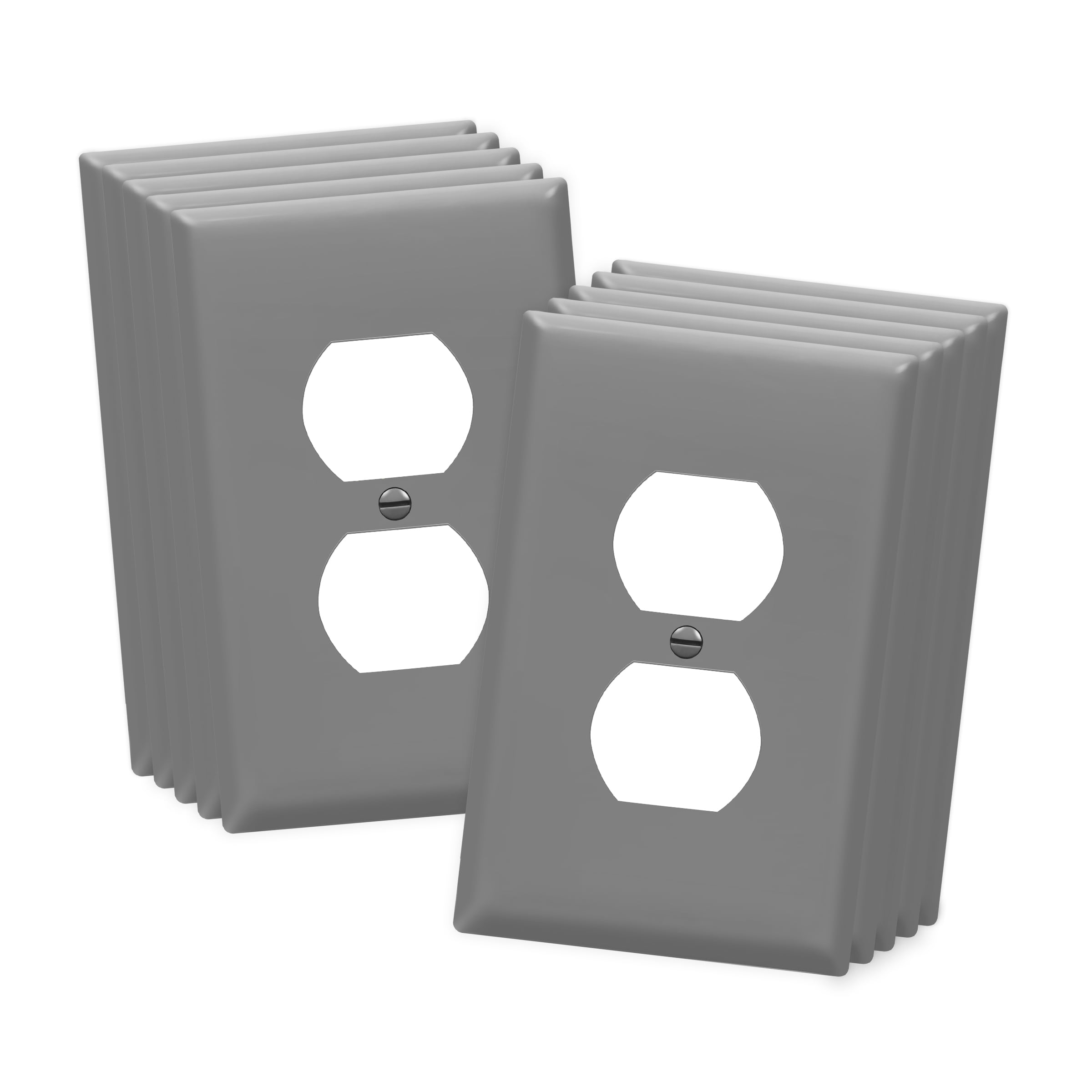 ENERLITES Duplex Receptacle Wall Plate, Electrical Outlet Covers, Gloss Finish, MidSize 1Gang