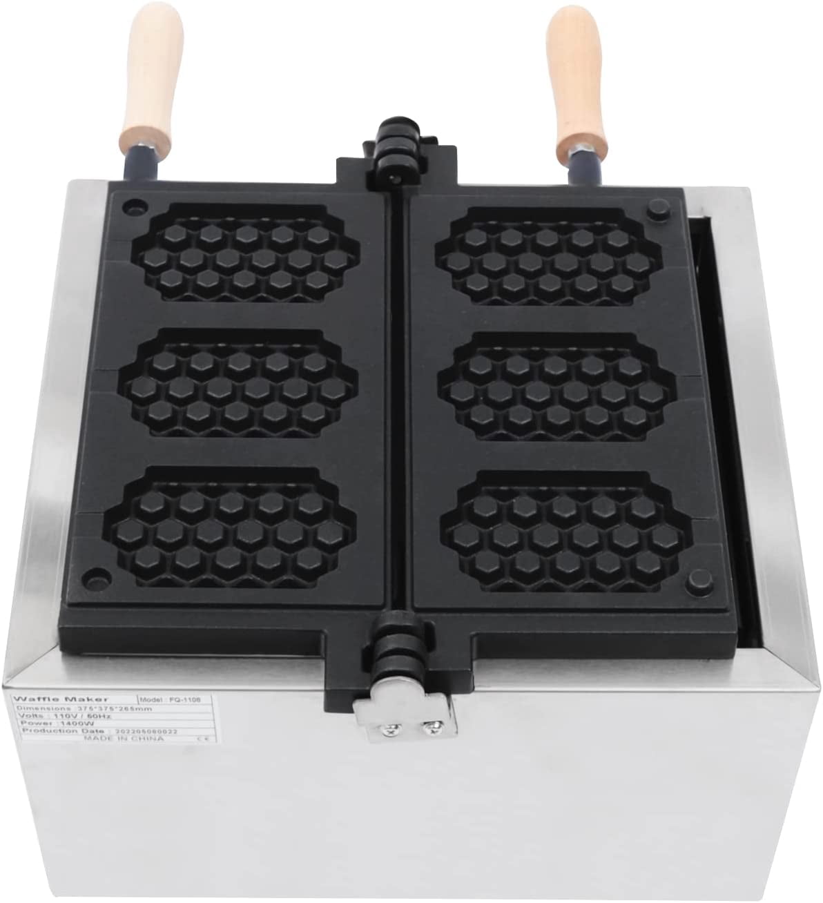Miumaeov Waffle Maker Double-Sided Heating 1400W Commercial Honeycomb Shape Waffle Maker