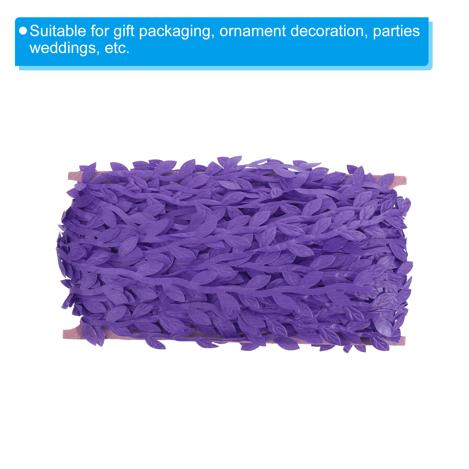 Unique Bargains Leaf Ribbon Artificial Leaf String for Wreath Making Gift Wrapping Purple