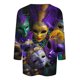 thumbnail image 4 of RKSTN Mardi Gras 3/4 Sleeve T Shirts for Women Top Oversized Crewneck Carnival Mask Print 3/4 Length Sleeve Shirt Womens Casual Round Neck Mask Tuesday Carnival Party Three Quarter Sleeve Tee Shirt, 4 of 5