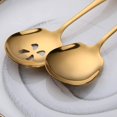 thumbnail image 4 of Meisha Serving Spoons Set, 3 Serving Spoons and 3 Slotted Serving Spoons, Matte Gold Stainless Steel Serving Utensils for Buffet Can Banquet Cooking Kitchen - Mirror Polished, 4 of 8