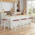 thumbnail image 2 of Bar Stools, Set of 2 Bar Chairs, 23.6 Inch Saddle Stools, Kitchen Counter Seat with Footrests, Industrial Barstools for Dining Room, Kitchen, Counter, Bar, Walnut and White HW02MD01, 2 of 19