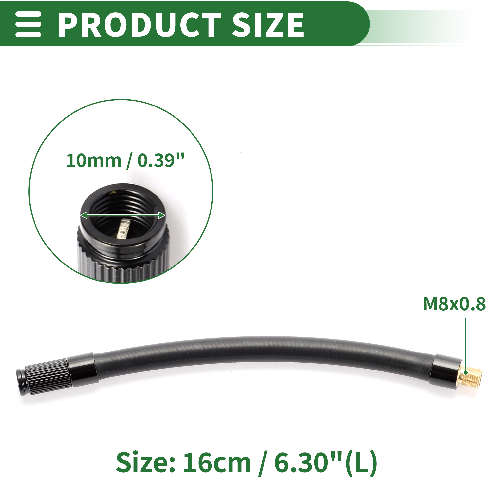 Unique Bargains Tire Inflator Extension Tube Air Pump Hose Adapter 6.30inch Rubber
