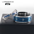 thumbnail image 7 of Adjustable size Wedding Ring Sets His And Hers Couples Women Blue Diamond Moissanite Sterling Silver Man Titanium Wedding Bands, 7 of 7