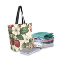 thumbnail image 2 of FORMRS Womens Canvas Tote Bag with Zipper Inner Pocket Shoulder Handbag, Beige Strawberry, 2 of 7