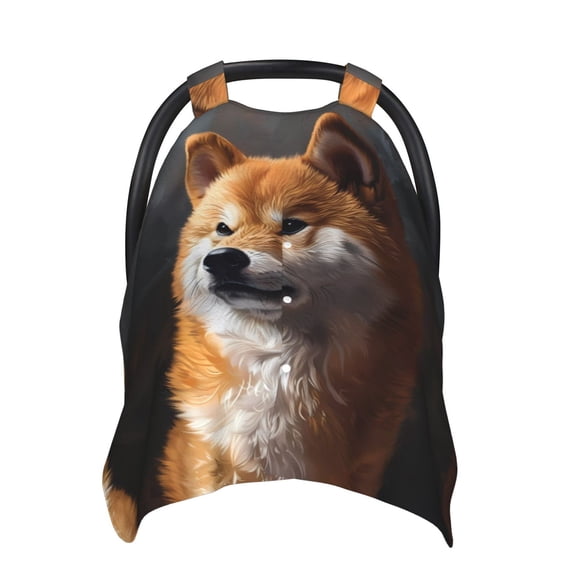 Car Seat Cover Baby - Regal Shiba Inu Breathable Infant Car Seat Cover for Baby Carseat, Lightweight Comfort Baby Essentials Must Haves Newborn Stuff for Girl Boy