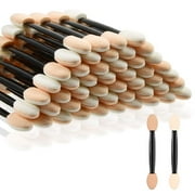 Heldig 50 PC Eyeshadow Applicators, Eyeshadow Applicators with made of pretty soft touch,Disposable Double Heads Brush Applicator Eye Makeup Tools(Black)