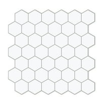 Sunwings Peel and Stick Backsplash Tile in Hexagon for Kitchen Bathroom Fireplace (10 Tiles,  White)